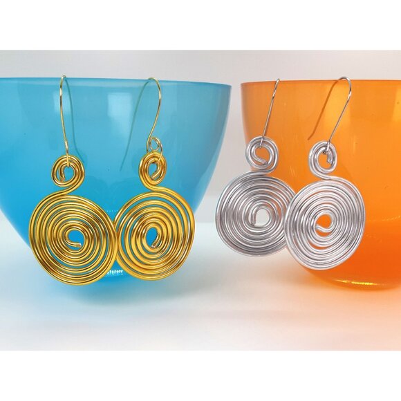 2 Pairs of Bold Spiral Dangle Earrings Handmade in Canada - Picture 3 of 5